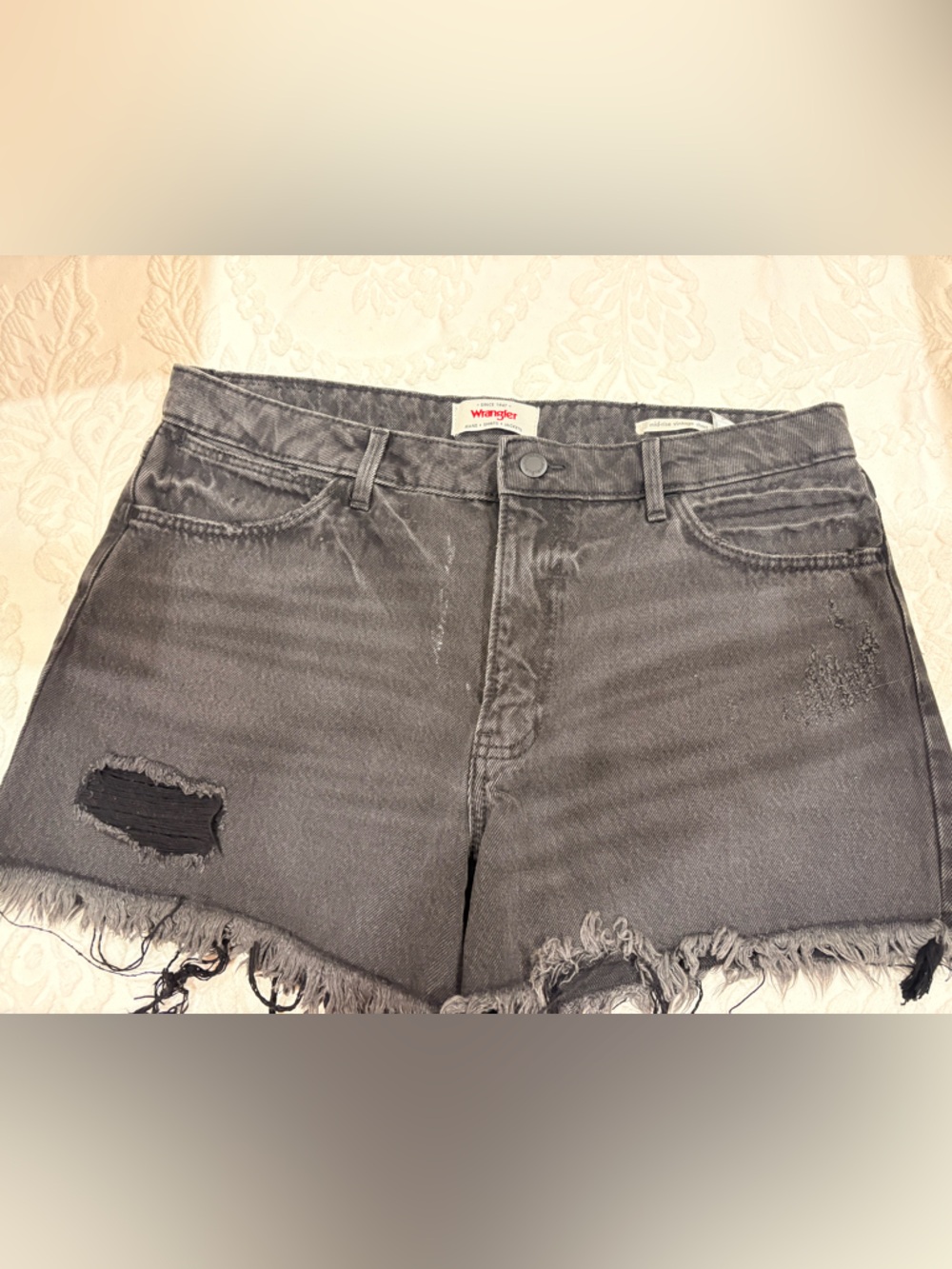 Wrangler Women's Distressed Denim Shorts - Gray
